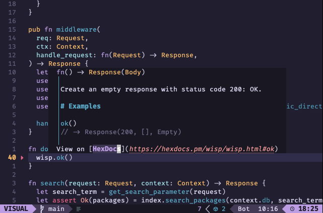 Gleam's on-hover documentation in Neovim